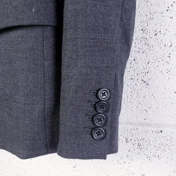 J. Crew Womens 2 Petite Regent Blazer Charcoal Gray Wool B0327 One Button‎ - Picture 5 of 9